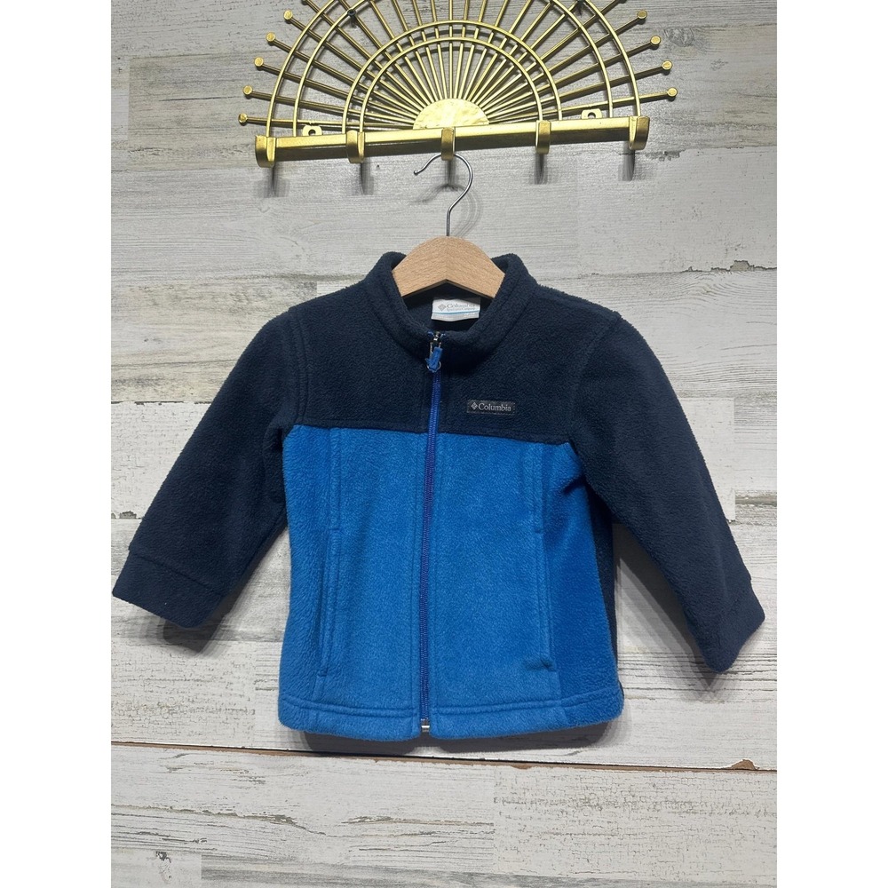 Columbia Fleece Jacket Kids 12-18M Blue Colorblock Full Zip EUC